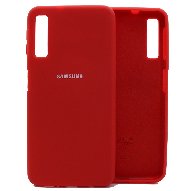 Original Samsung A7 A750 Liquid Silicone Soft Protection Back Case Soft TPU Cover For Galaxy A 7 A750F SM-A750F: Red