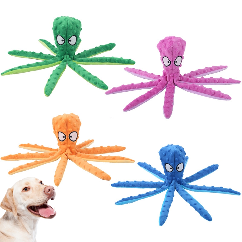 Animal de estimação brinquedo de pelúcia cão voz polvo escudo quebra-cabeça brinquedo mordida resistente brinquedos interativos limpeza dos dentes do cão mastigar brinquedo filhote de cachorro suprimentos para cães