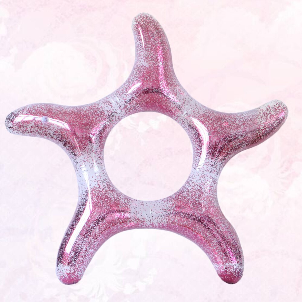 Sea Star Shape Floating Beach Swimming Ring Sequin Floating Inflatable Swimming Ring Mounts Inflatable Ring (Rosy)