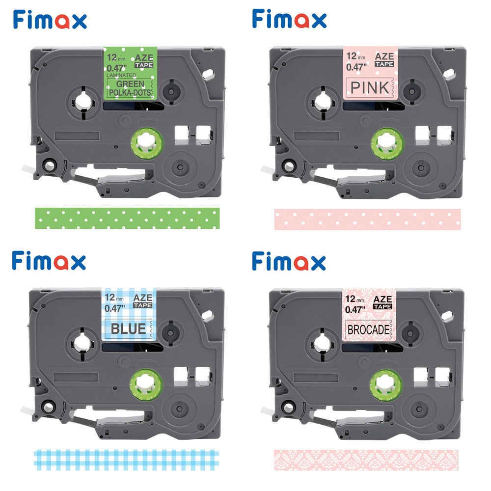 Fimax 4 Pcs Flower pattern Tape Tze231 label tape compatible for Brother p-touch printer Tze-231 12mm Tze335 Tze334 TZe-131