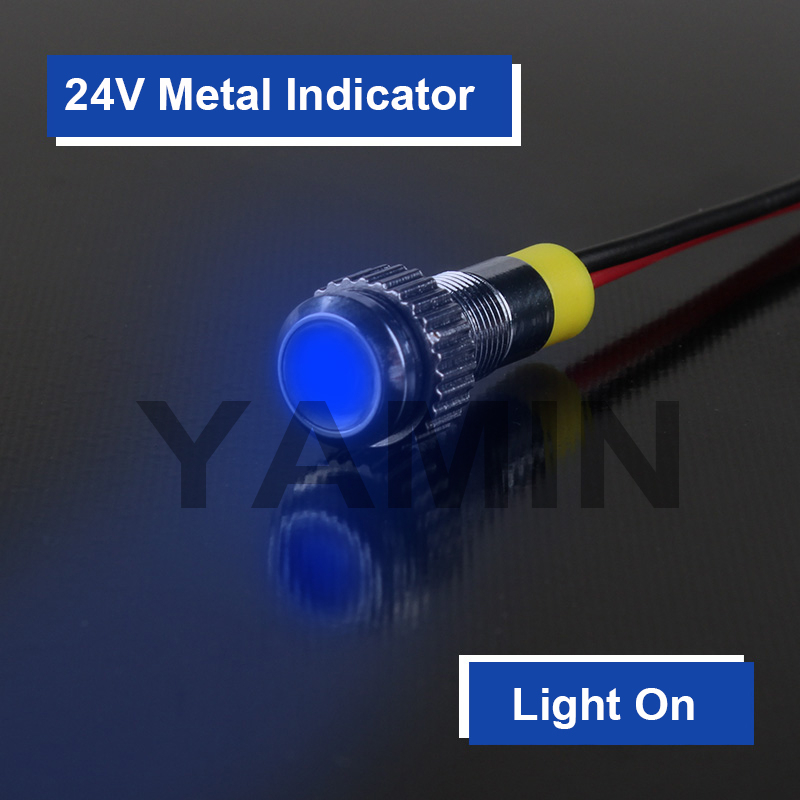 6 Mm Metalen Lampje 220V Led Signaal Lamp 6V 12V 24V Voeding Met 150mm Draad Connector Bespaar Elektriciteit: 24V Blue