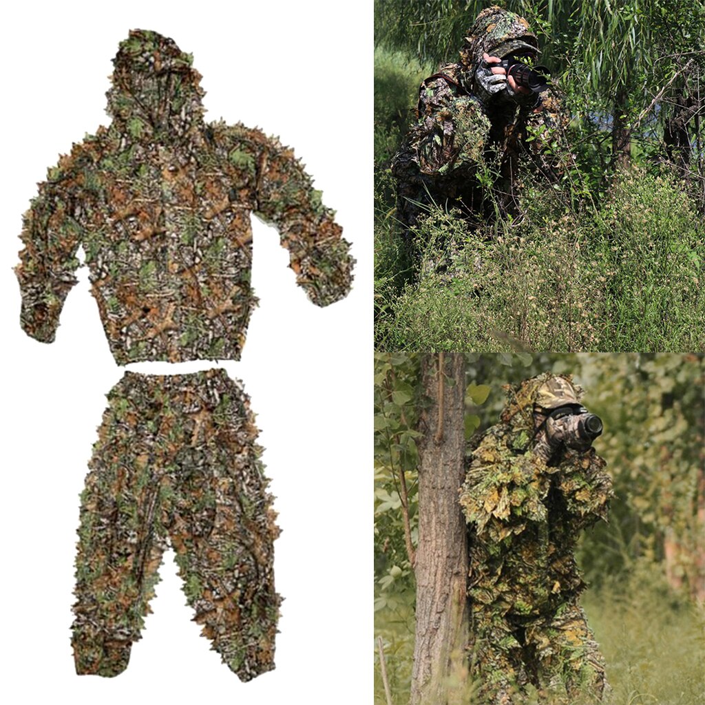 draussen Camo Anzüge Ghillie Anzüge 3D Blätter Wald Tarnung Kleidung Armee: Erwachsene