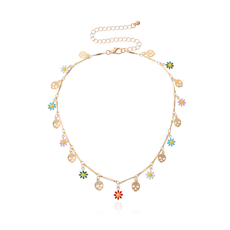 Nowe koreańskie piękne kwiaty Daisy kolorowe zroszony urok komunikat krótki Choker naszyjnik dla kobiet biżuteria wakacje: SP1302-JS