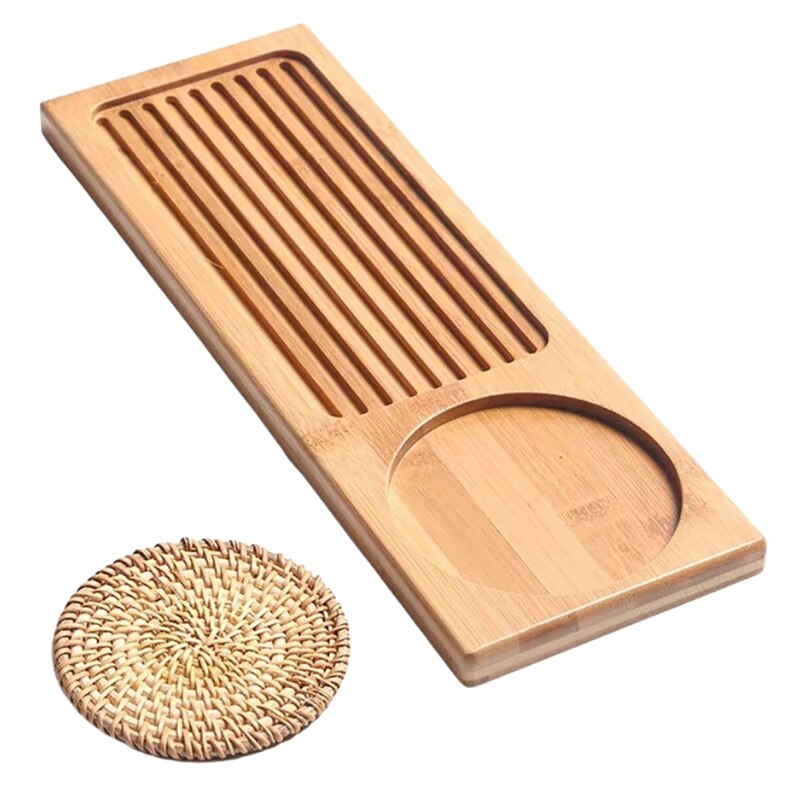 Massief Bamboe Hout Thee Dienblad Rotan Mat Bamboe Trays Koffie Thee Dessert Dienblad Voor Hotel Thee Plaat Accessoires