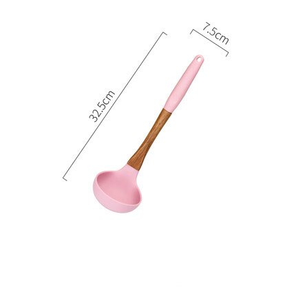 Ensemble d'ustensiles de cuisine en Silicone de supérieure, rose, avec boîte de rangement, pince tournante, spatule, cuillère à soupe, 1/6 pièces: Soup Spoon