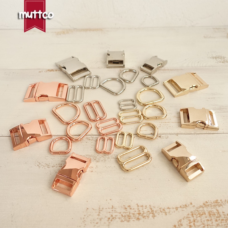 10 Sets/partij (Metalen Gesp + Passen Gesp + D Ring) Plated Metalen Gesp Zinklegering 15,20,25Mm Diy Halsbanden Accessoire 3 Kleuren