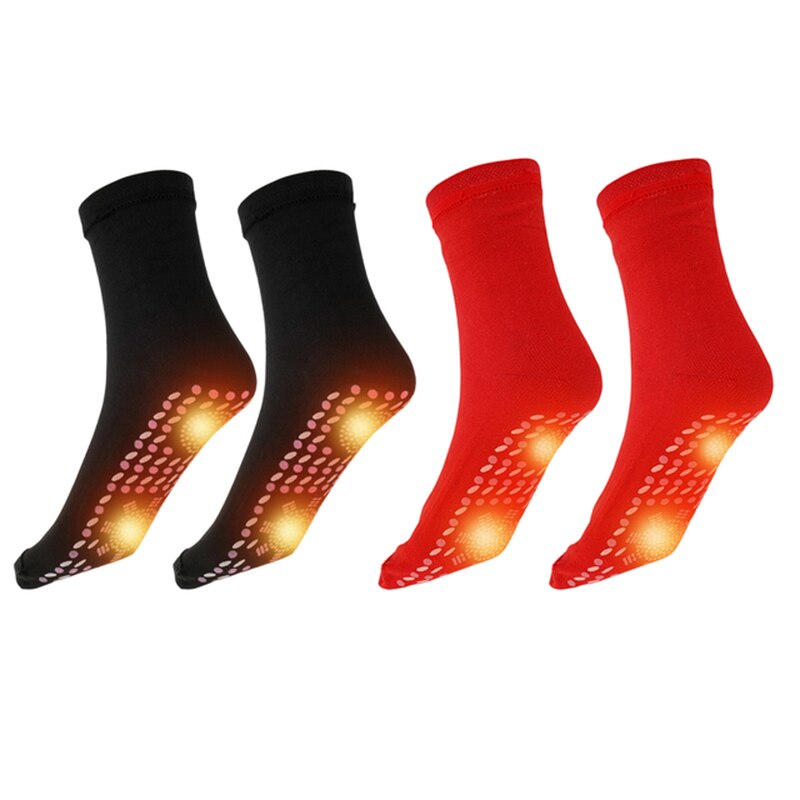 Calzini autoriscaldanti per donna uomo calzini riscaldati calzini in cotone termico per terapia magnetica con tormalina ai piedi scaldino da sci invernale: nero rosso