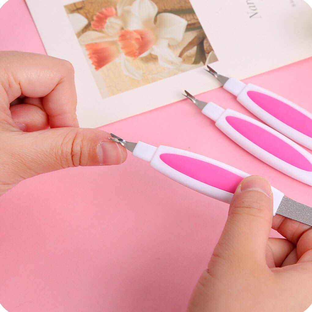 NianLenss2 In 1 Nagelvijl Dode Huid Vork Manicure Tool Rvs Multifunctionele Tweekoppige Nail File