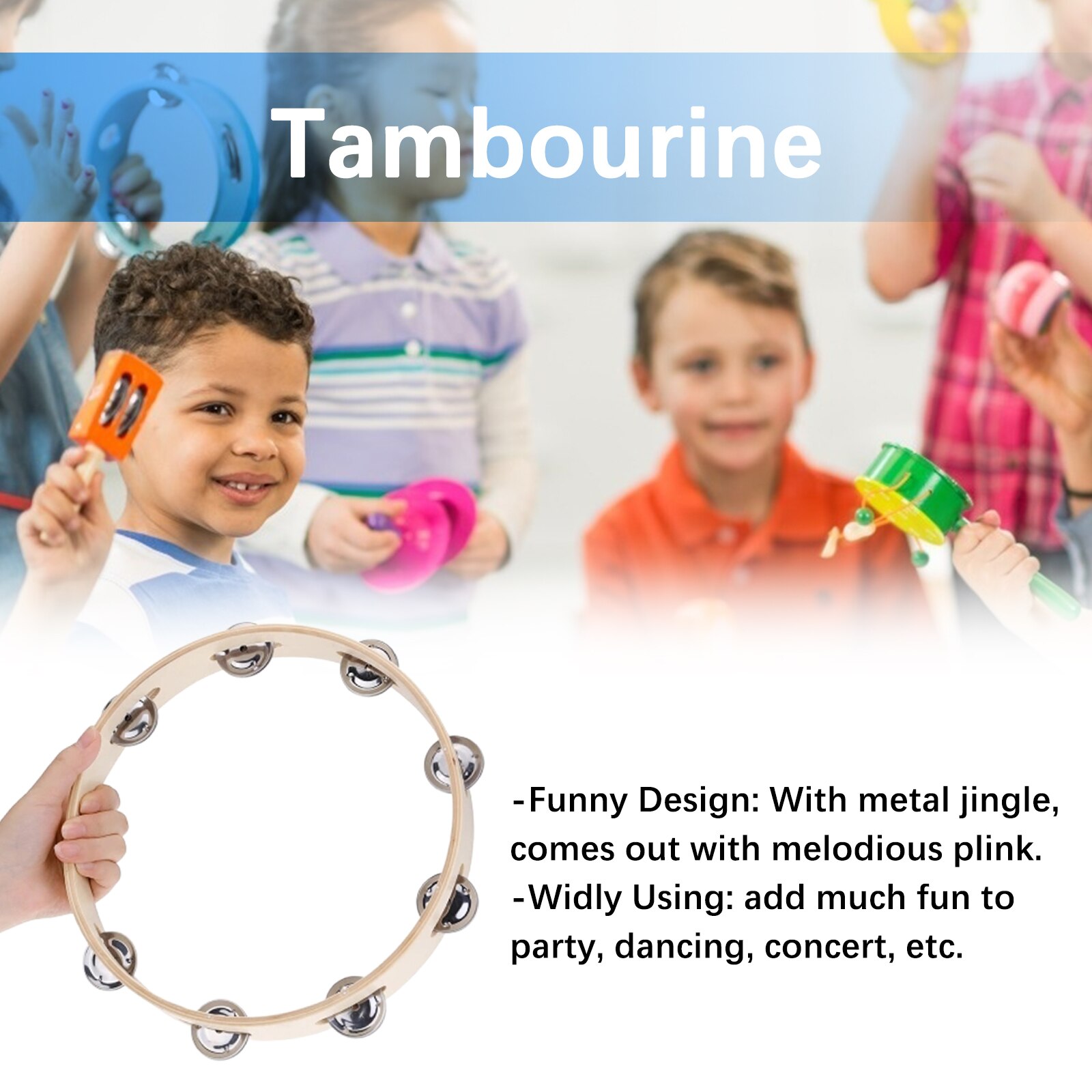 Musical Instrument Percussion Drum Circle Tambourine Bell Sports And Outdoors For Party Funny Wood Durable Dancing Games