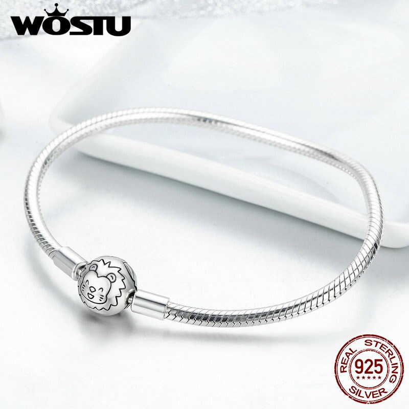 Wostu 100% 925 prata esterlina rosa aaa zircão cúbico charme strand pulseiras para as mulheres ajuste diy contas de prata esterlina jóias presente