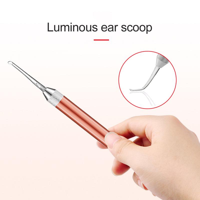 3 färg valfritt led öronvax borttagningsverktyg lätt öronpetare ficklampa barn vuxna med 2 tips öronvårdsverktyg
