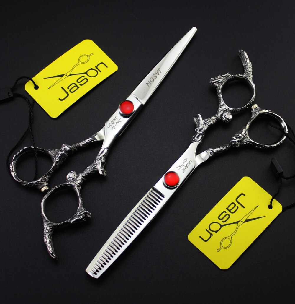 331# 6'' Brand Jason TOP Hairdressing Scissors 440C Dragon Handle Barbers Cutting Scissors Thinning Shears Hair Scissors