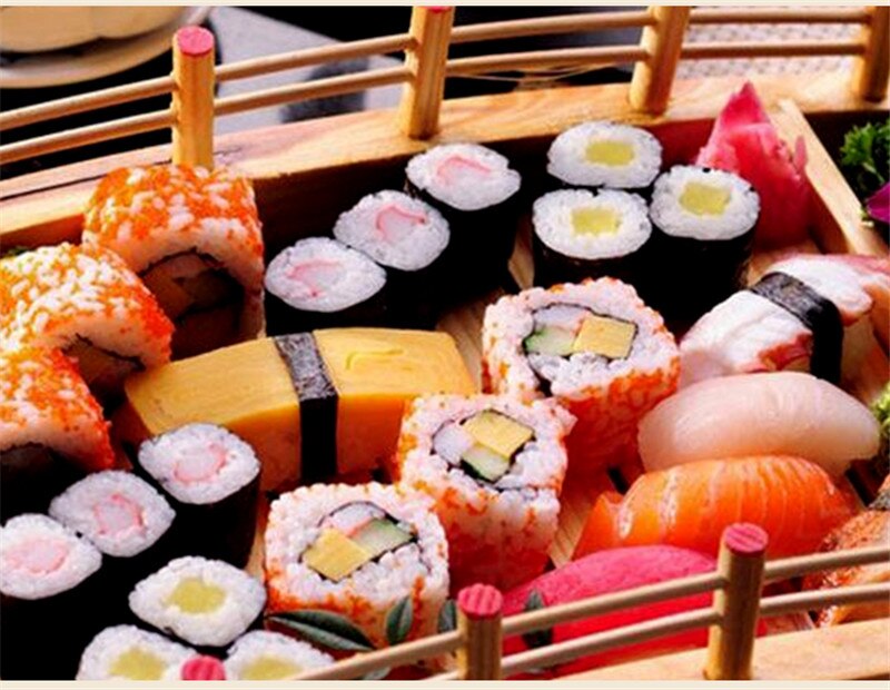 Japansk træ træ køkken sushi bro både fyrretræ sushi sashimi tallerken fad sushi bordservice dekoration ornament