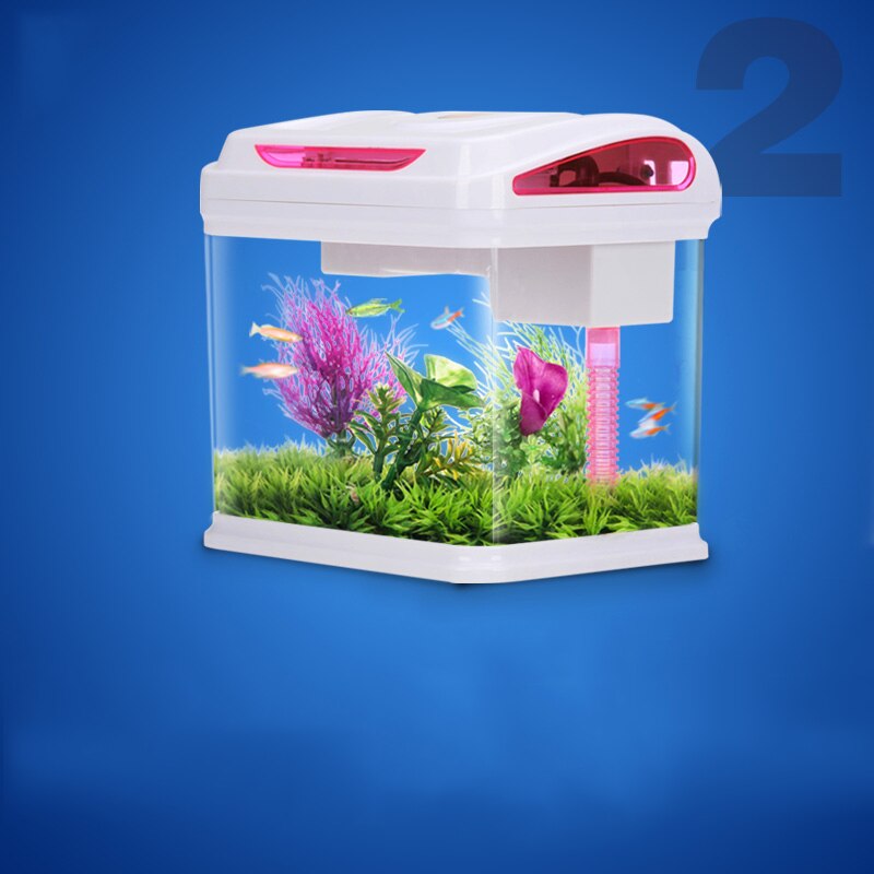 Kleine Aquarium Aquarium Creatieve Sier Acryl Aquarium Gold Fish Tank Mini Ecologische Landschap Fish Tank: Color-A