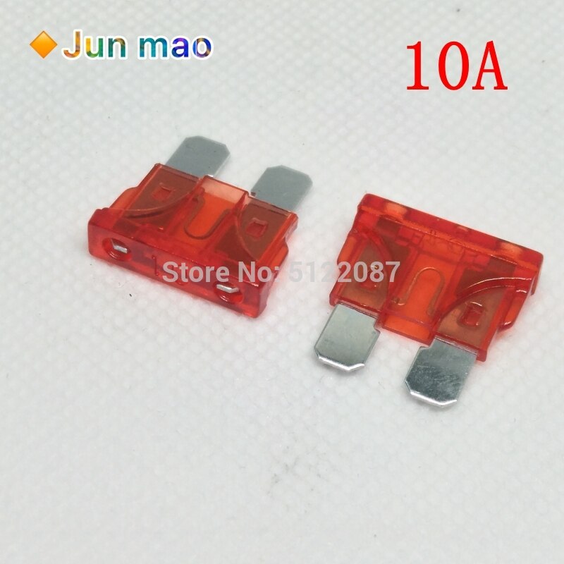 Fusible de hoja de coche estándar, fusible para automóvil de 5, 10, 15, 20, 25, 30 amperios, blanco, amarillo, rojo, azul, naranja y verde, 30 Uds.: 10A 30PCS