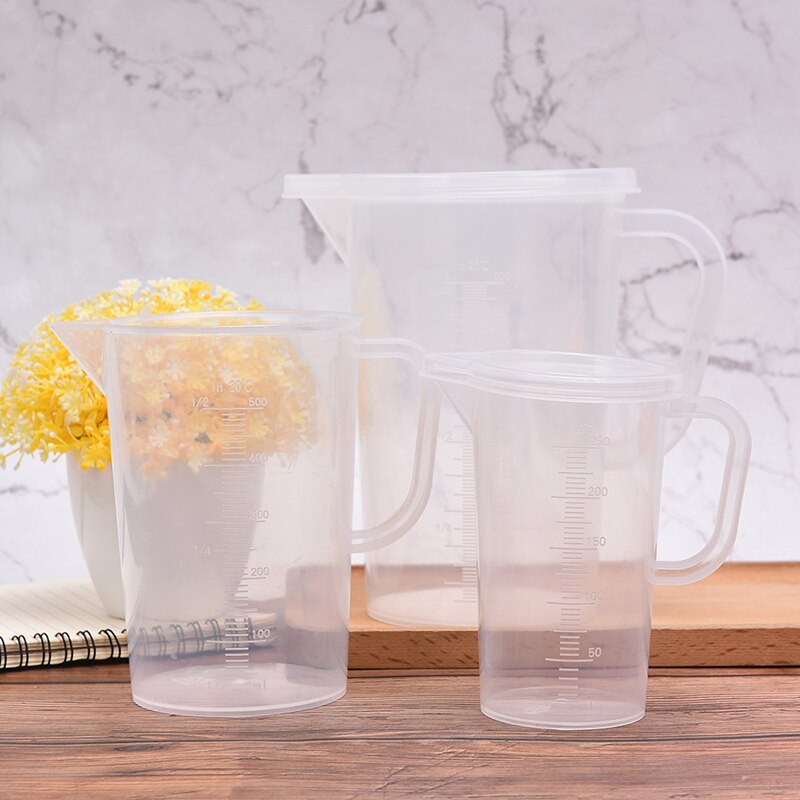Transparent Kitchen Plastic Measuring Cup Graduated Volumetric Container Tool 250/500/1000/2000ml