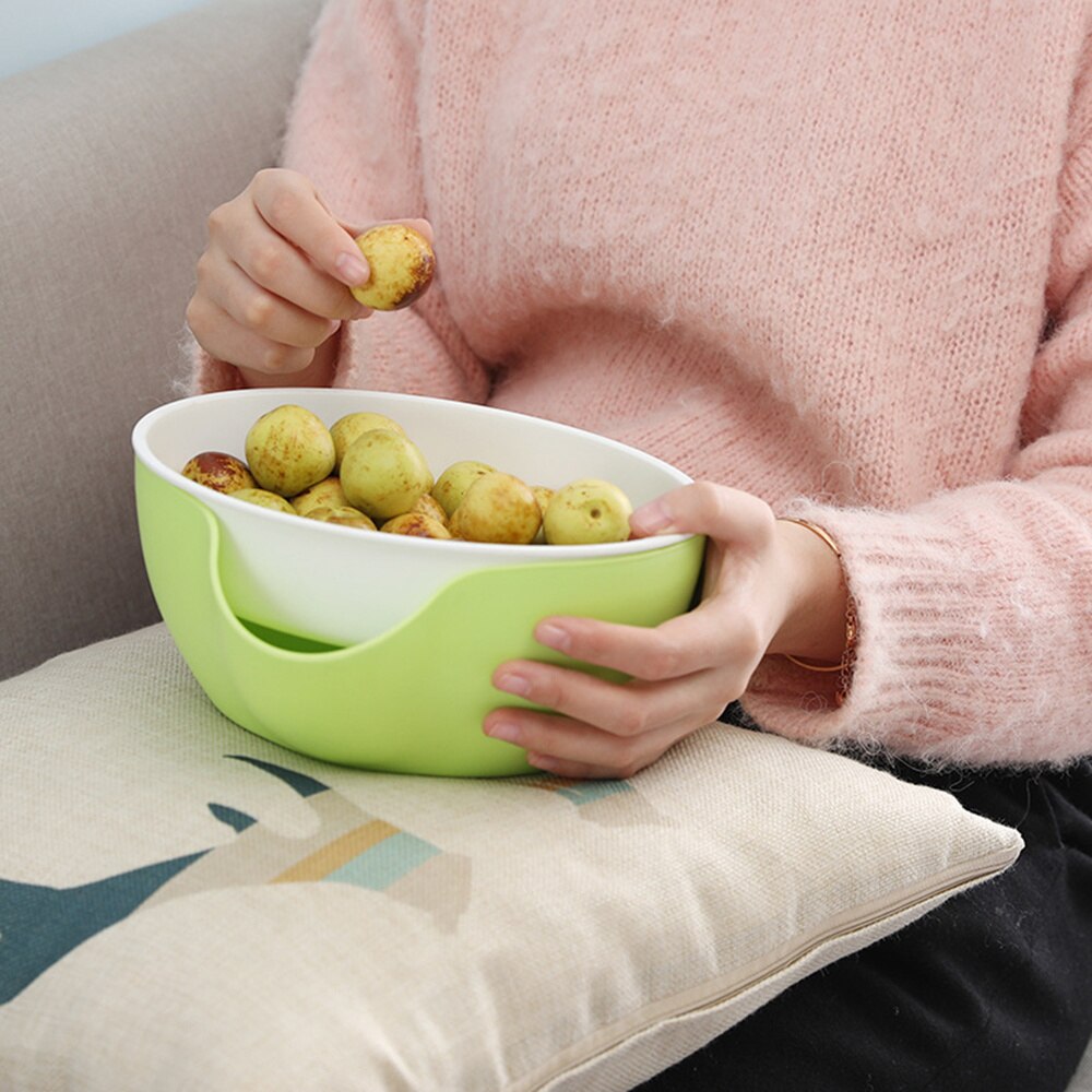 1Pc Snack Kom Met Shell Houder Dubbele Schotel Moer Kom Voor Pistache Zonnebloem Zaad Edamame Kersen Snoepjes (Willekeurige kleur)