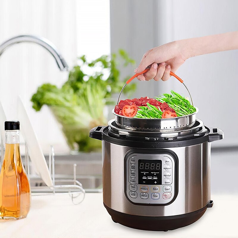 Stainless Steel Rice Cooker Steam Basket Pressure Cooker Anti-Scald Steamer Multi-Function For Kitchen Fruit Cleaning Basket