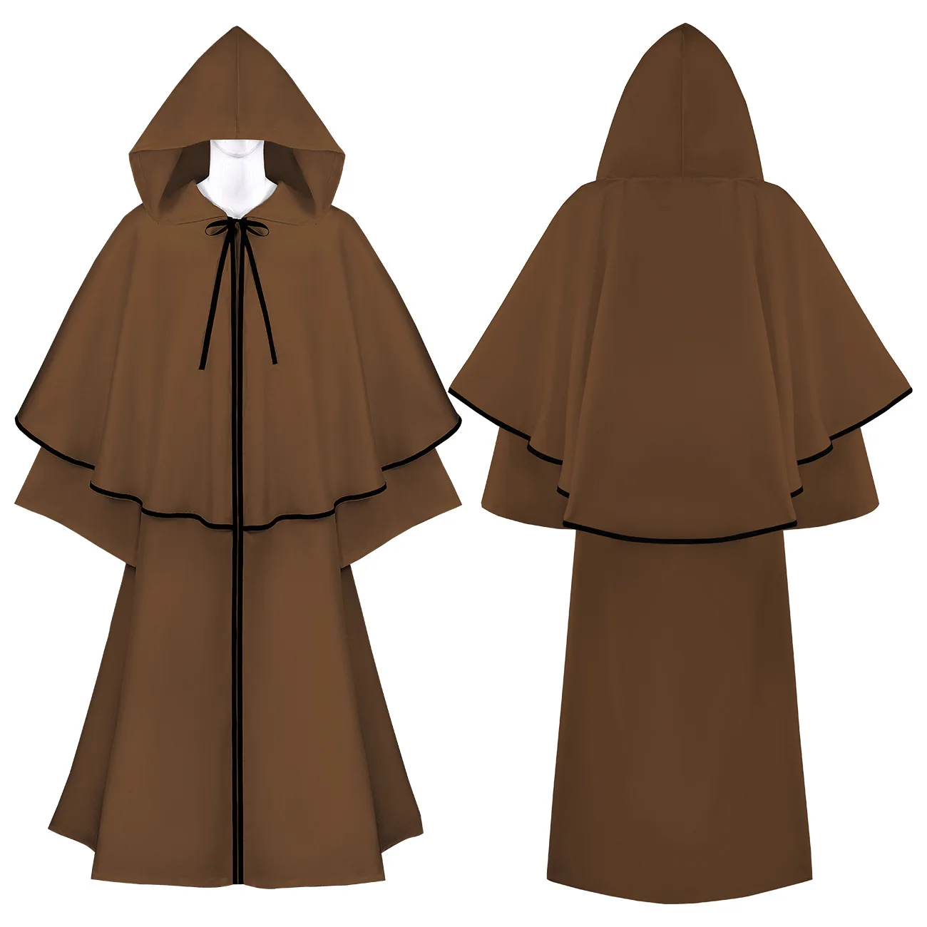 Mantello da monaco medievale di Halloween Mantello da prete rinascimentale Costume da gioco di ruolo Abito da mago Mantello Abito Mantello Costume da prestazione Nuovo: XXL / Beige