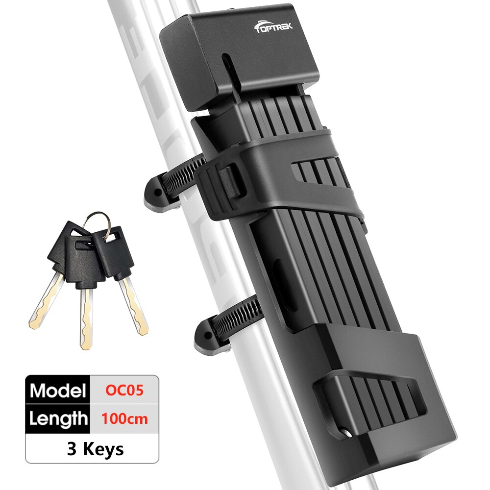 Toptrek Bicycle Lock Foldable Bike Lock MTB Road Fold Lock High Security Anti-Theft Scooter Electric E-Bike Bicycle Accessories: Light Grey