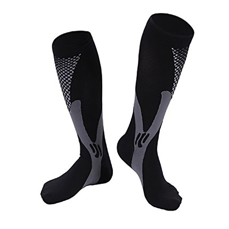 2 Pieces Men Leg Support Sport Socks Stretch Compression Sock Below Knee Socks Football Leg Protect: Black / XXL