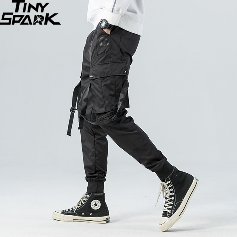 Hip hop cargo bukselommer mænd streetwear harajuku joggers bukser hiphop swag bånd harembukser afslappet bukser