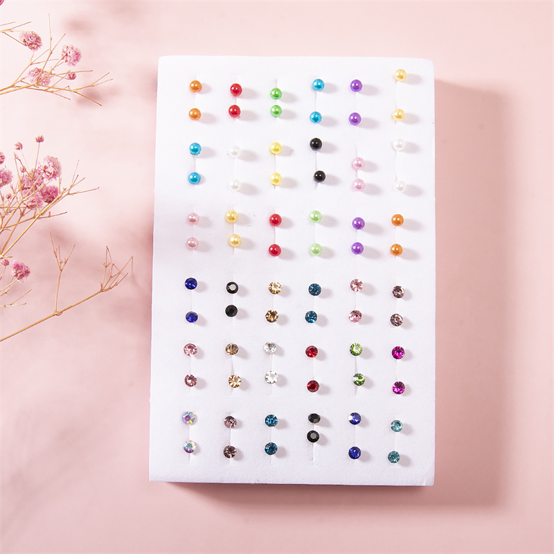Novo 36 pares/set tamanho misto colorido cristal brincos conjunto feminino plástico strass brincos conjuntos para menina jóias festa presente