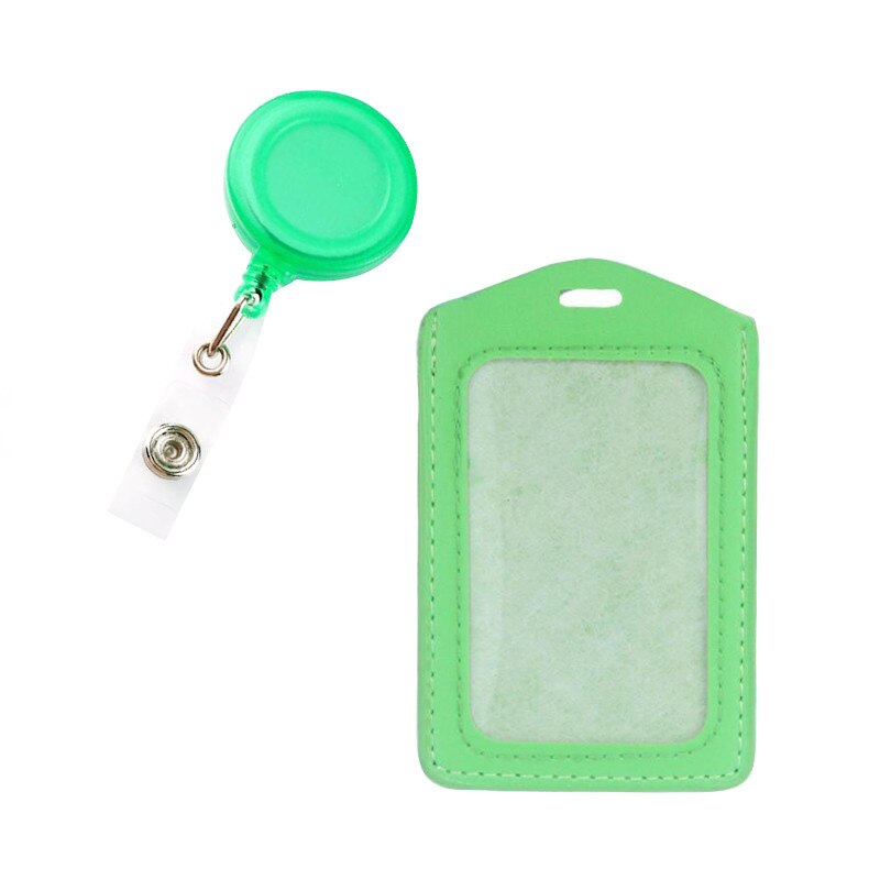 Portable sin cremallera banco de seguridad barato soportes de tarjetas de crédito Bus ID titular identidad Oficina suministros insignia con carrete retráctil: green