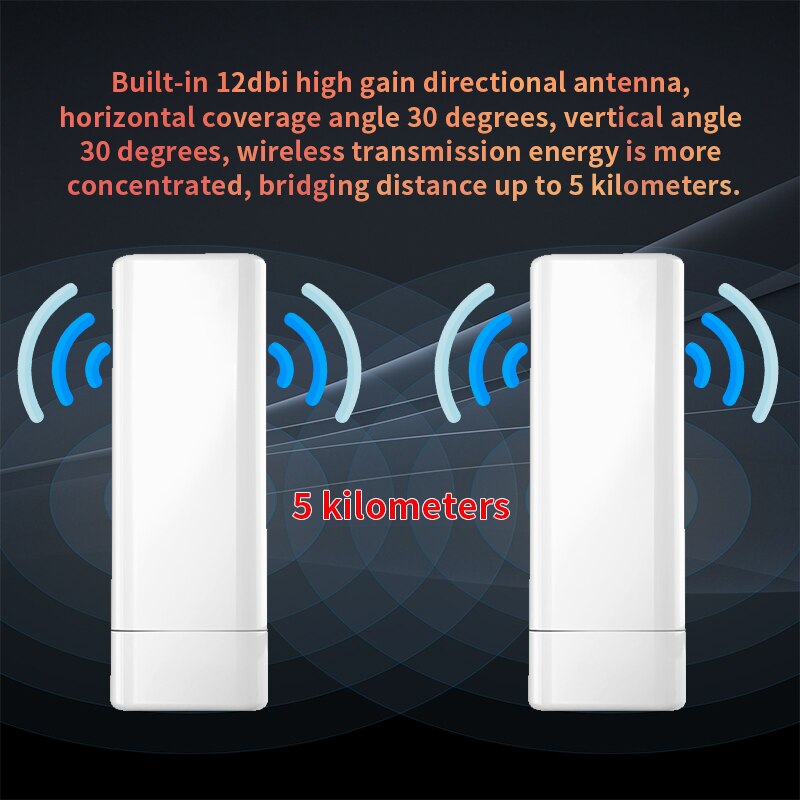 Fsd glo 3 150 mbps udendørs 5km 2.4g cpe trådløs wifi repeater extender router ap adgangspunkt wi-fi bridge med poe adapter