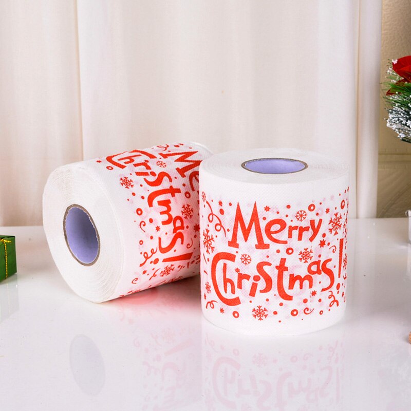 10 x 10cm kerst toiletpapier thuis kerstman print bad toiletrol papier kerst benodigdheden kerstdecoratie tissue rol
