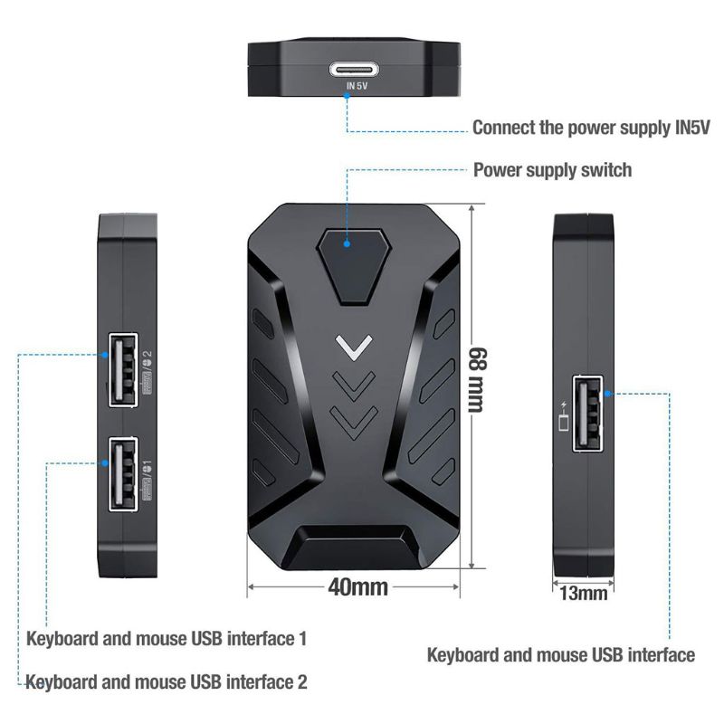 Adaptador conversor portátil para mouse e teclado gamer, mix pro/mix lite q81f