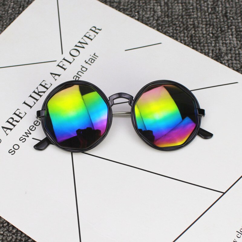 Korean Kids Children Colorful Sunglasses Round Reflective Glasses Baby Children UV400 Sport Sunglasses Toys Accessories: Colorful