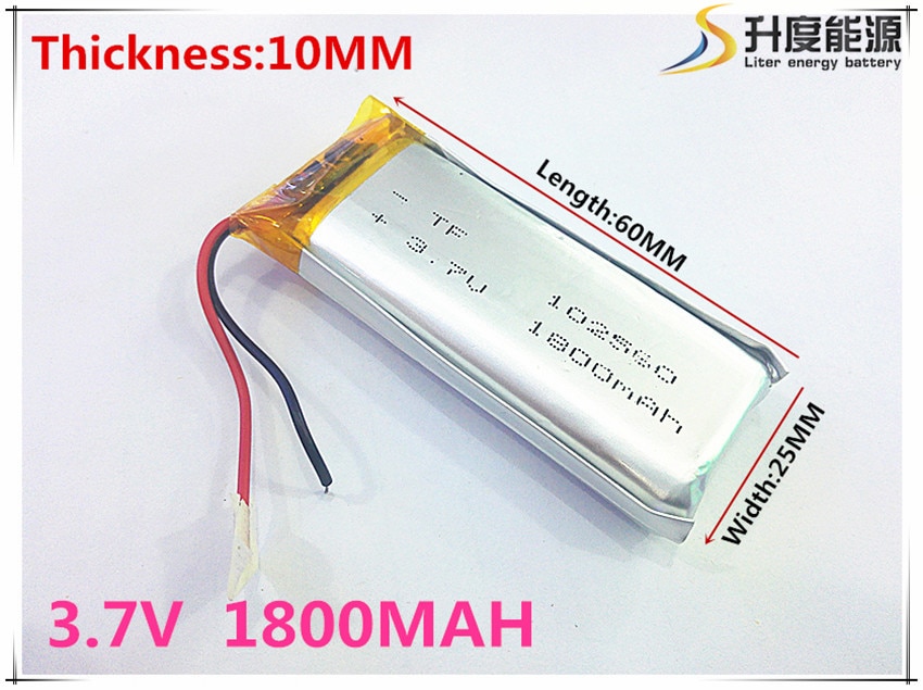 Li-Po 102560 1800Mah 3.7V Lithium Polymeer Batterij Oplaadbare Batterij Voor Gps Speaker