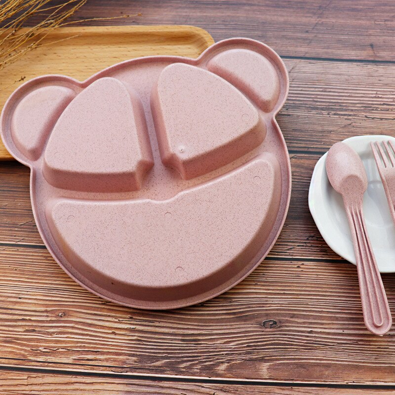 Leuke Cartoon Babyvoeding Voedsel Servies Kids Training Kom + Lepel + Vork Panda Kinderen Eten Servies Set Baby gerechten