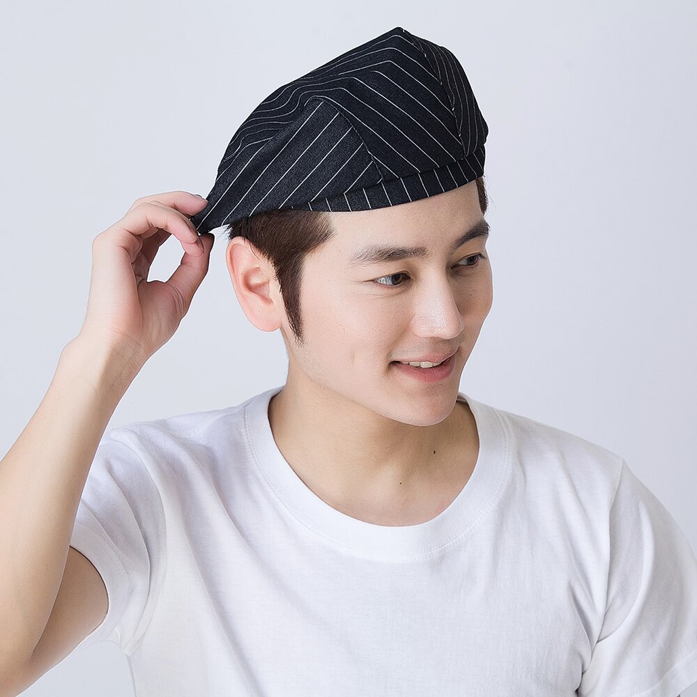 Gorro Unisex de 3 colores para hombre y mujer, ropa de trabajo del Chef para cocinar, sombreros de cocina, café, servicio de comida, camarero, camarera, gorras de rayas