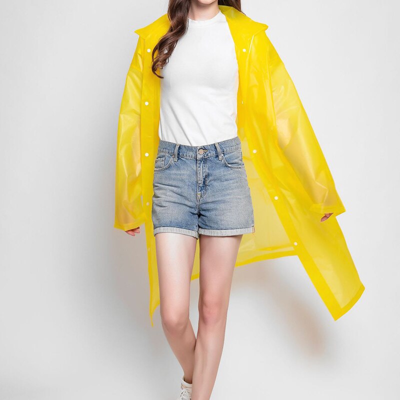 Waterdichte Plastic Regenjas Transparant Draagbare Outdoor Reizen Regenkleding Unisex Comfortabele Herbruikbare Dikke Regenjassen Pak: YELLOW