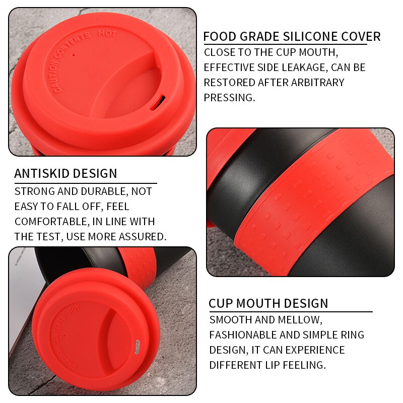 1PC 400ml Reusable Heat Insulated Ceramic Travel Mugs Tea Coffee Travel Mug Cup with Silicone Lid