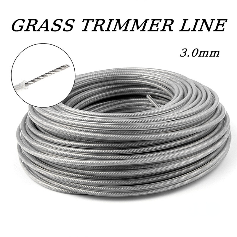 LUSQI 5M/10M/15M Stahldraht Nylon Rasentrimmer Linie Freischneider Trimmer Seil Rasenmäher Kabel Lange Runde Rolle Gras Ersatz
