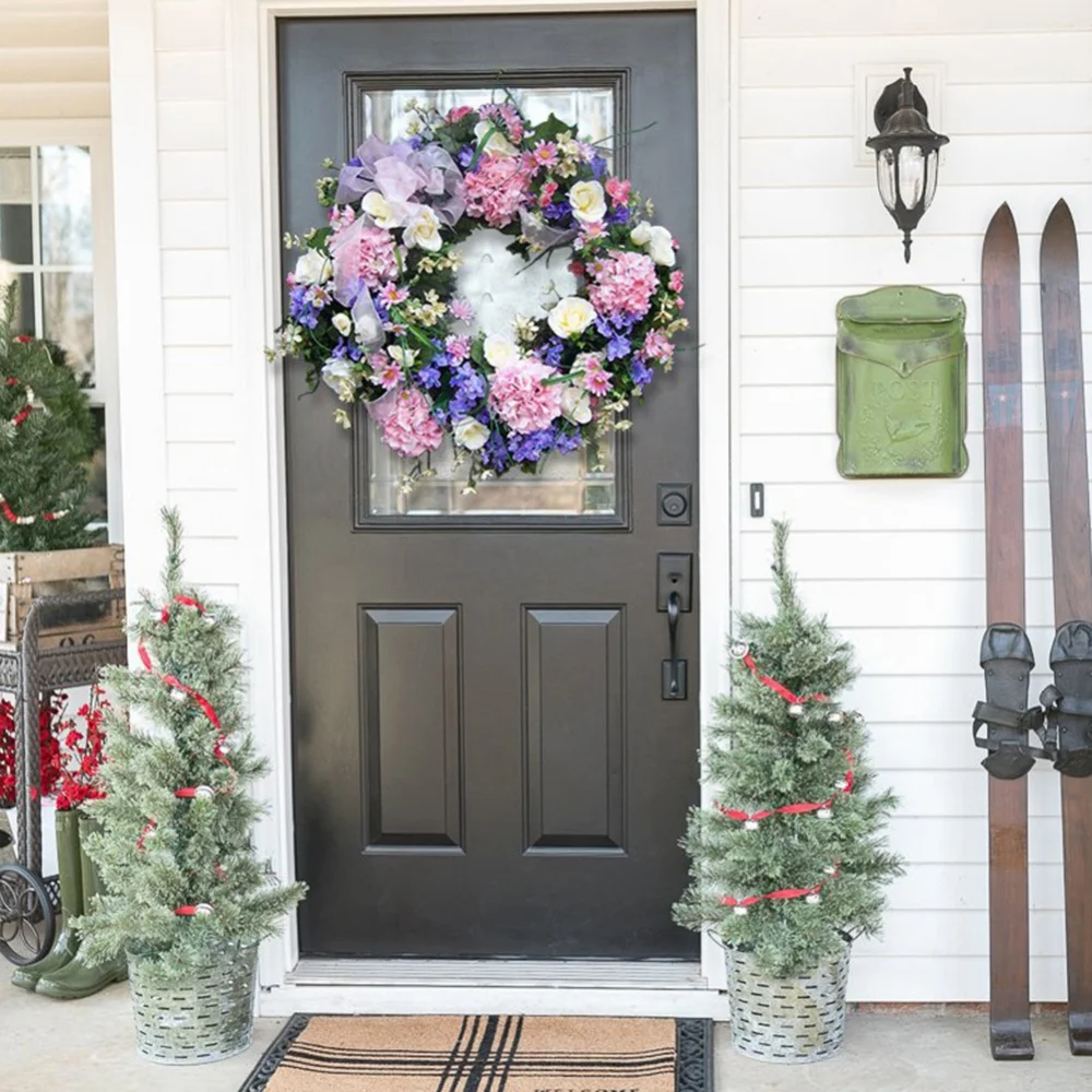 Kleurrijke krans lente deur decoraties muur hangende ornament kunstbloemenslinger voor lente kerst home decor rotan