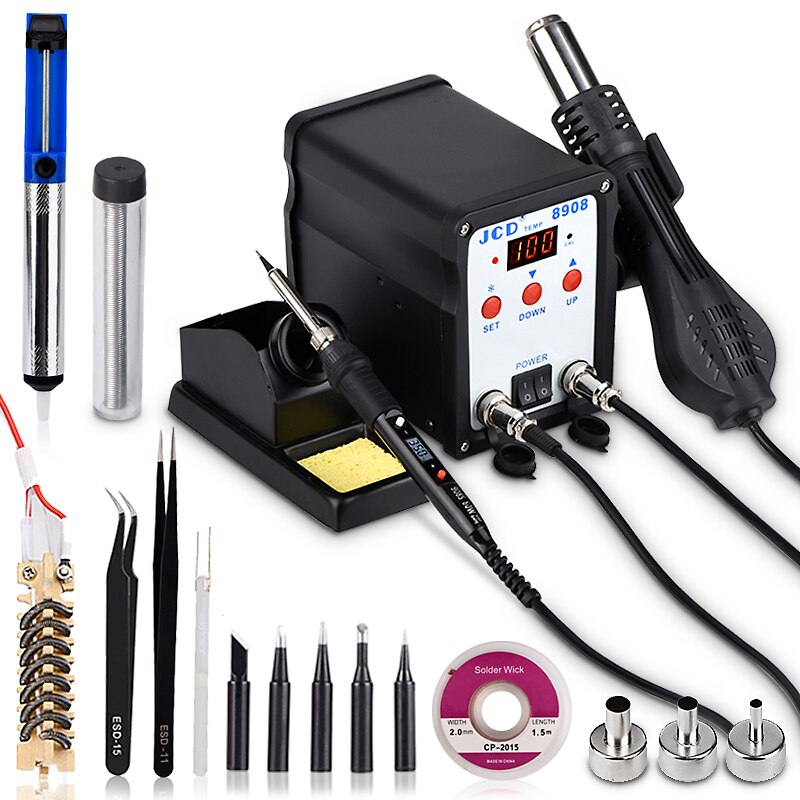 2 IN 1 Soldering station Digital Display 750W air SMD BGA Welding Rework station Adjustable temperature solder repair tools