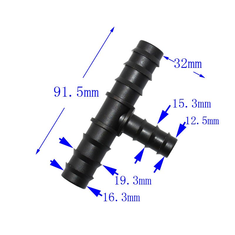 Raccord séparateur en T pour tuyau d'irrigation de jardin, barbelé, 20mm à 16mm, 3/4 à 1/2, 5 pièces