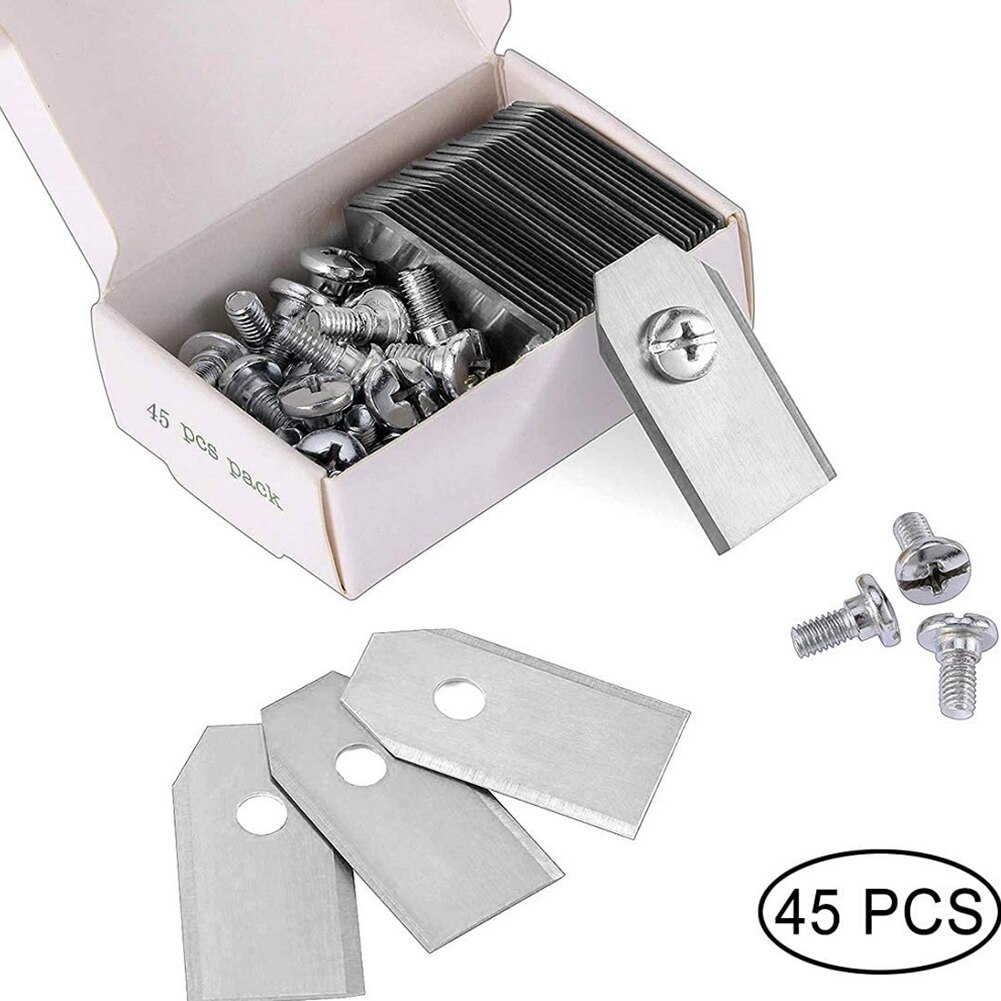 45pcs Mower Blades Stainless Steel Brush Cutter Parts Replacement Straight Blade for Lawn Mower Trimming Machine