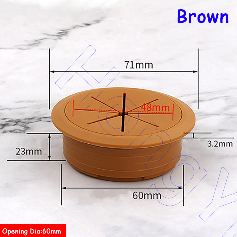 1 Stück 50 mm/53 mm/60 mm/80 mm Schreibtisch-Draht-Organizer, Kabelloch-Abdeckung, ABS + Gummi-Kabeltüllen für Büromöbel, Kabeldurchführung: Gelb