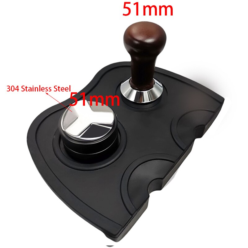 51mm 304 Stainless Steel 3 Angle Coffee Tamper and Flat Coffee Tampers With Double Coffee Mat: Option4  3Pcs