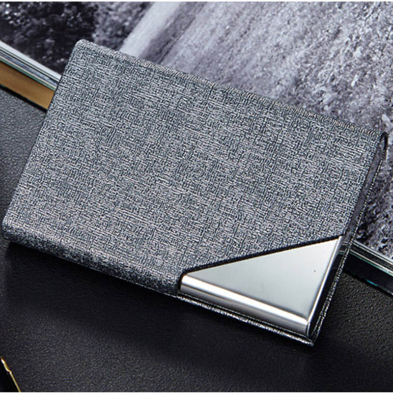 Business ID Credit Card Holder For Women Men Brand Metal Aluminum Card Case PU Leather Porte Carte Metal Card Box: Gray