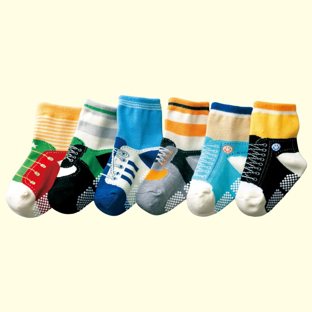 6 paires de chaussettes antidérapantes pour bébés garçons, chaussures de sol décontractées en coton: 19
