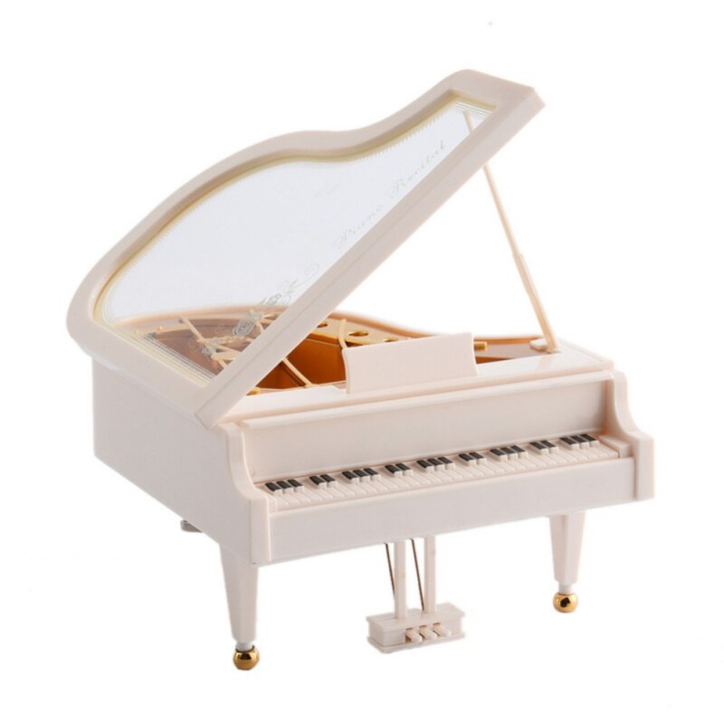 Music Box Boutique with Dancing Girl Classical Day White Gold Piano Song home ornaments or birthday: 12.5X11.5cm