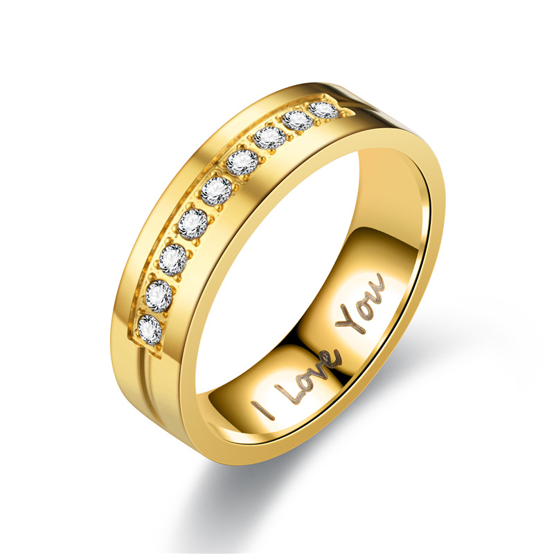 Anillo de acero de titanio a la para hombre y mujer, anillos clásicos con letras I Love You, joyería de Color dorado para pareja, accesorios de de deshierbe: 3 / Rojo