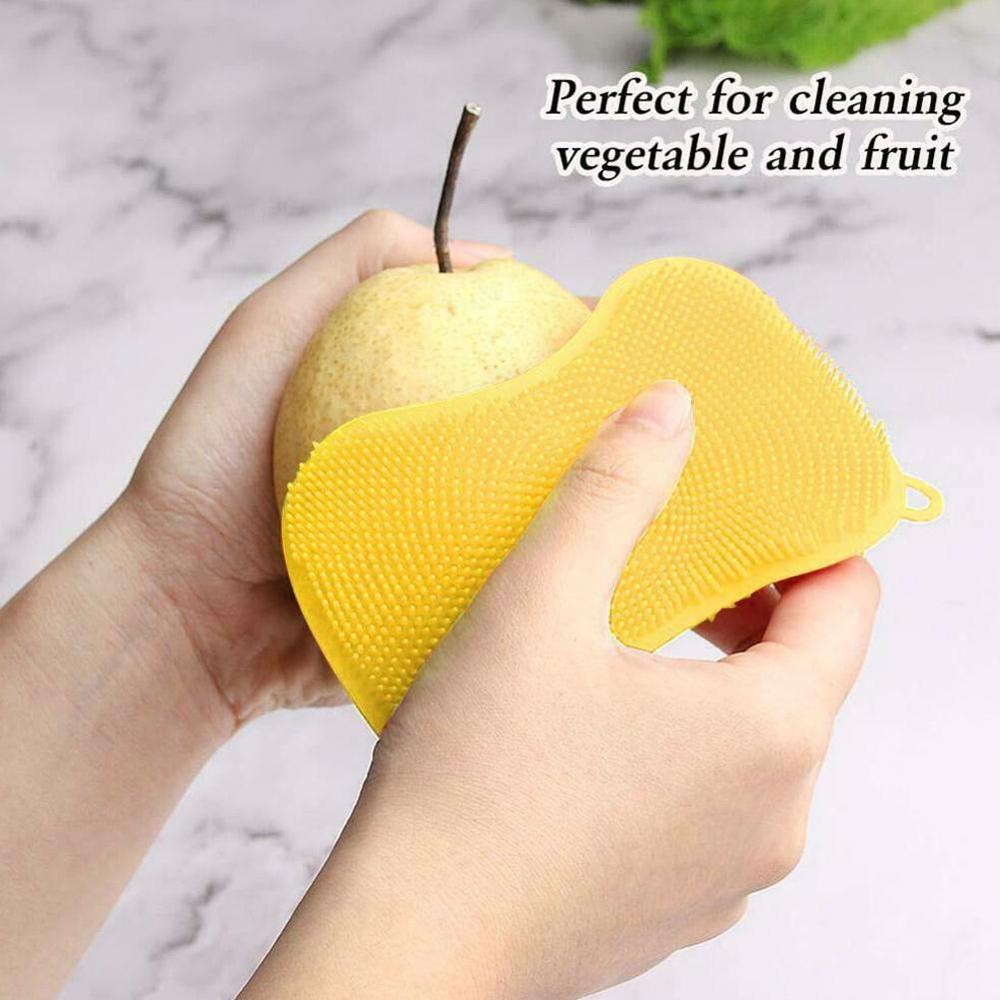 1pcs Kitchen Cleaning Brush Silicone Dishwashing Brush Sponge Scrubber Pot Vegetable Dish Pan Fruit Brushes Cleaning Washin R1W2