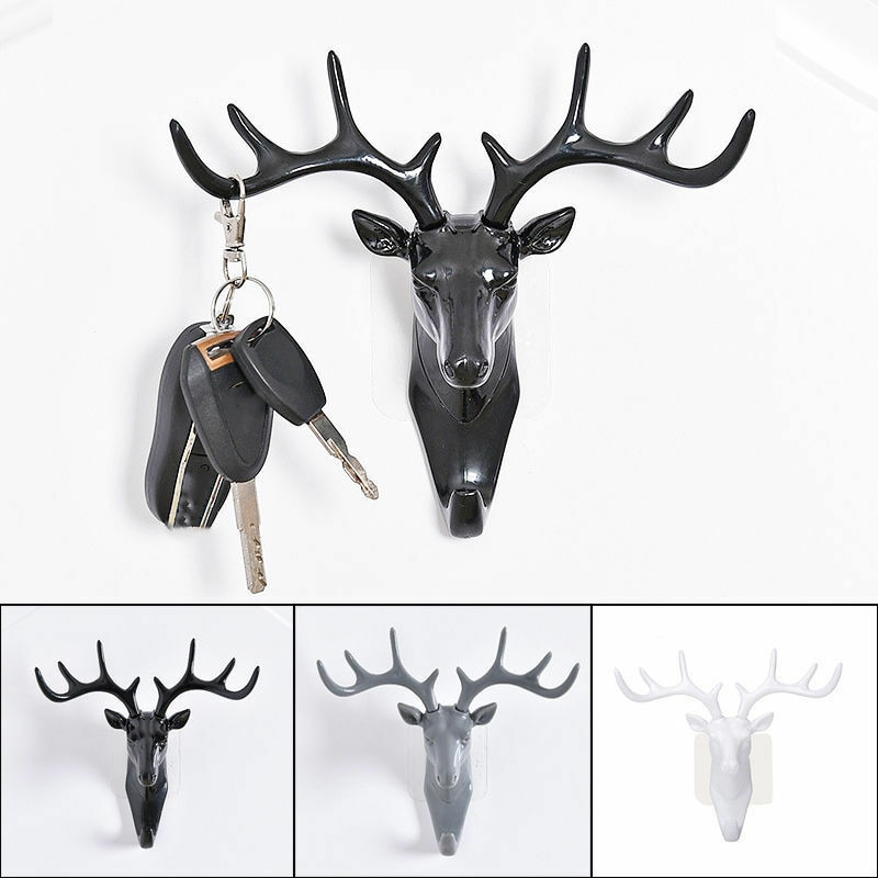 Zwierząt głowa jelenia hak wieszak ścienny uchwyt na półkę rzeźby z żywicy Dom dekoracje